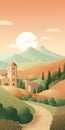 Create A Minimalist Illustration For A Serene Italy Travel Blog Cover