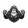 Create A Momocore-style Logo Of A Cute Bigfoot With Arms In Black And White