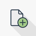 Create new file thin line flat color icon. Linear vector symbol. Colorful long shadow design. Royalty Free Stock Photo
