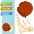 Create paper application the cartoon fun Snail. Use scissors cut parts of Slug and glue on the paper. Education logic game