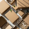 Create patterns on the boxes emphasizing the texture of the cardboard Royalty Free Stock Photo