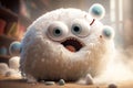 Super Happy Smile: A Fluffy Pixar Style Monster with a Recycled Blouse and Exquisite Details