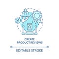 Create product reviews turquoise concept icon