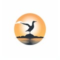 Create Seagull Logo Silhouettes On White Background