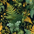 seamless organic pattern that mirrors the delicate patterns formed by fern fronds. AI Generated