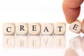 Create, spelled with dice letters Royalty Free Stock Photo