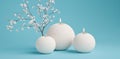 Create a Still Life with Spherical Candles and Floral Branch for Decoration Royalty Free Stock Photo