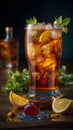 A delicious long island icetea, beautifully decorated with intricate details. Royalty Free Stock Photo