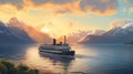 Create A Stunning Scene With Bridgeport Ferry And Transantarctic Mountains