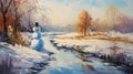 Create A Stunning Snowman Landscape With Palette Knife And Oil Paints