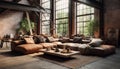 Create a Stylish Loft-Inspired Living Room with Exposed Brick Walls and Industrial Accents