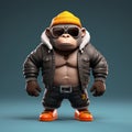 Create A Super Cute 3d Cartoon Gorilla In Urban Clothes