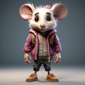 Create A Super Cute 3d Cartoon Opossum In Urban Clothes