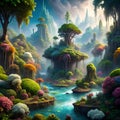 Create surreal landscapes that combine multiple ecosystems, such as a rainforest with Arctic elements