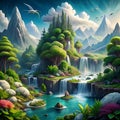 Create surreal landscapes that combine multiple ecosystems, such as a rainforest with Arctic elements
