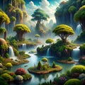 Create surreal landscapes that combine multiple ecosystems, such as a rainforest with Arctic elements