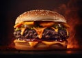 AI Image of double beef cheeseburger from burger king pickles