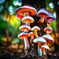Create Variant Expand Image open Publish Close up beautiful bunch mushrooms color light in the tree background texture.