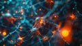 Create a visualization of a Neural Network in Artificial Intelligence using Glowing Elements. AIG53M Royalty Free Stock Photo