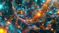 Create a visualization of a Neural Network in Artificial Intelligence using Glowing Elements. AIG53M Royalty Free Stock Photo