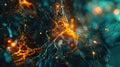 Create a visualization of a Neural Network in Artificial Intelligence using Glowing Elements. AIG53M Royalty Free Stock Photo