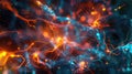 Create a visualization of a Neural Network in Artificial Intelligence using Glowing Elements. AIG53M Royalty Free Stock Photo