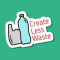 create less waste color vector eco sticker