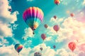 Create a whimsical and enchanting scene of a hot air balloon festival, with colorful balloons floating in the sky and Royalty Free Stock Photo