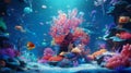 Create a whimsical underwater Christmas world with a coral reef tree decorated with marine-themed ornaments and colorful fish