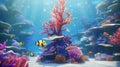 Create a whimsical underwater Christmas world with a coral reef tree decorated with marine-themed ornaments and colorful fish