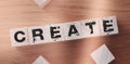 Create word on wooden cubes. Creativity development education concept Royalty Free Stock Photo