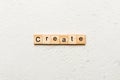 create word written on wood block. create text on table, concept Royalty Free Stock Photo