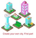 Create your own city. First part . Vector illustration Royalty Free Stock Photo