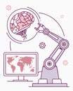 created by AI:Robotic Manipulator Analyzing Data with Computer Screen