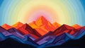Created artwork depicting a stylized mountain range with vibrant Royalty Free Stock Photo