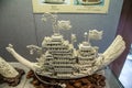 Created by carving ivory carving folk art, the content is a phoenix bird as the carrier of the ship.