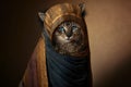 Created with Generative AI technology. a cat in bedouin clothing