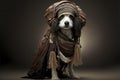 Created with Generative AI technology. a dog in bedouin clothing