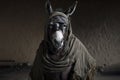 Created with Generative AI technology. a donkey in bedouin clothing