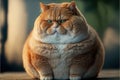 Created with Generative AI technology. Fat Cat Sitting Waiting for more Food