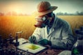 Created with Generative AI technology. make a test on field testing harvest of crops
