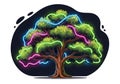 Created illustration of a large, stylized tree with a thick, brown trunk Royalty Free Stock Photo