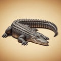 Created image of a crocodilian featuring detailed metallic like Royalty Free Stock Photo