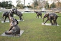 Twenty elephant calf sculptures modeled after real orphaned baby elephants by acclaimed artists Gillie and Marc Royalty Free Stock Photo