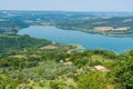 Panoramic view of Lake Corbara, in the Province of Terni, Umbria, Italy.