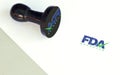 Stamp of FDA approved in blue color and green with tick mark Royalty Free Stock Photo