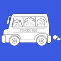 Monster School Bus Digital Stamp Outline Royalty Free Stock Photo