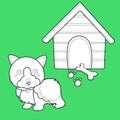 Dog and House Digital Stamp Royalty Free Stock Photo