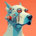 Digital illustration of an abstract, pixelated style dog. Created using ai generative.