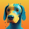 Digital illustration of an abstract, pixelated style dog. Created using ai generative.